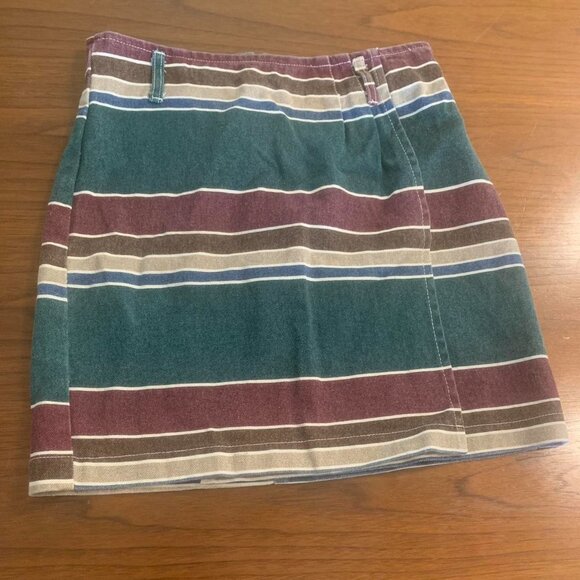 1990s skirt Sz Medium striped wrap denim - Picture 2 of 8